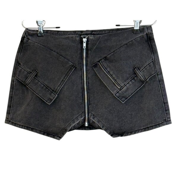 Pretty Little Thing Women's Petite Micro Mini Denim Skirt Black Size 10 NWT - Picture 4 of 8